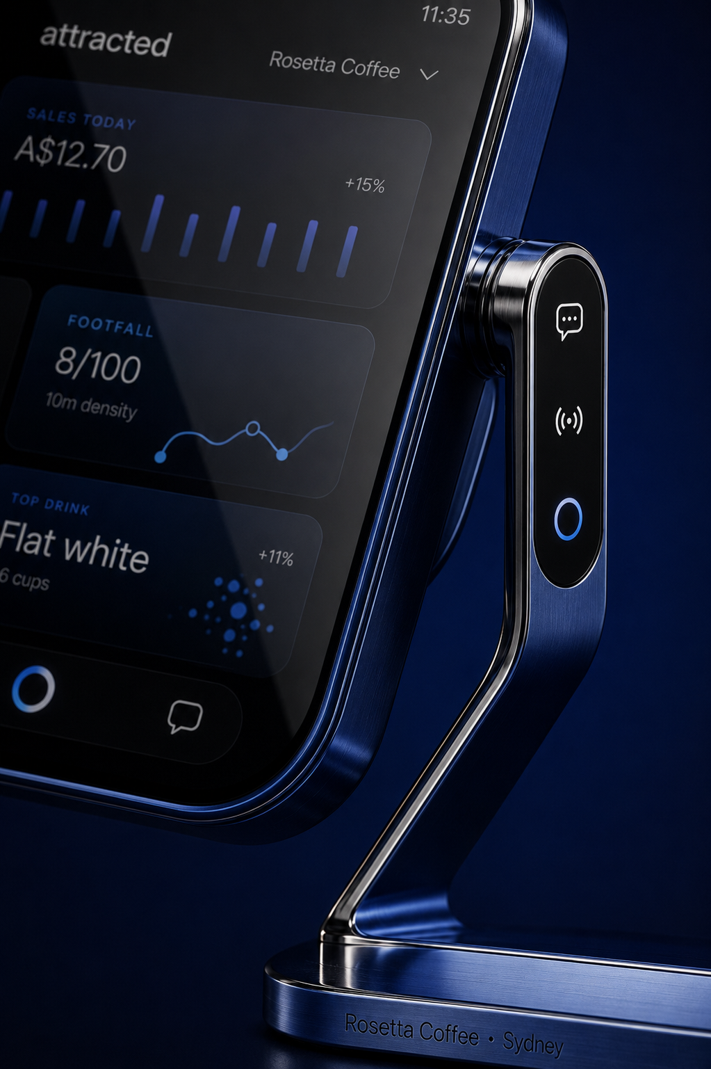 Attracted in-store payment and media device